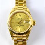 ROLEX; a ladies' 18ct yellow gold Oyster Perpetual Datejust wristwatch, model no.