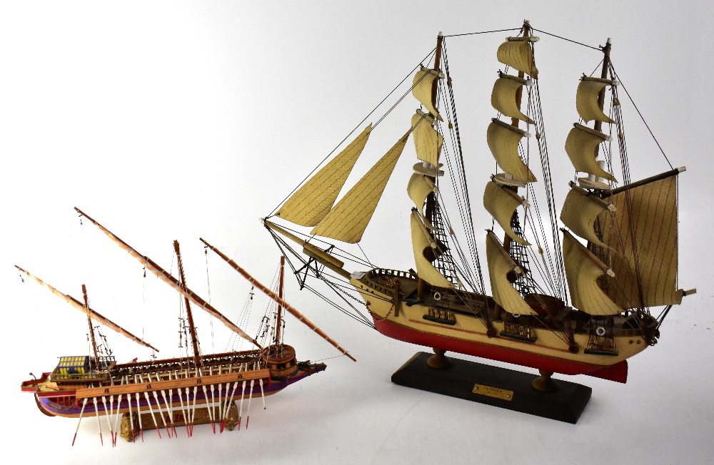 A model of the clipper, 'Siglo XIX' in full sail to hardwood stand, 57 x 48cm,