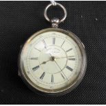 CENTRE SECONDS; a hallmarked silver key wind chronograph open face pocket watch,