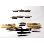 A quantity of model kit ships, mostly on stands, to include, HMS Rodney, HMS Warspite',