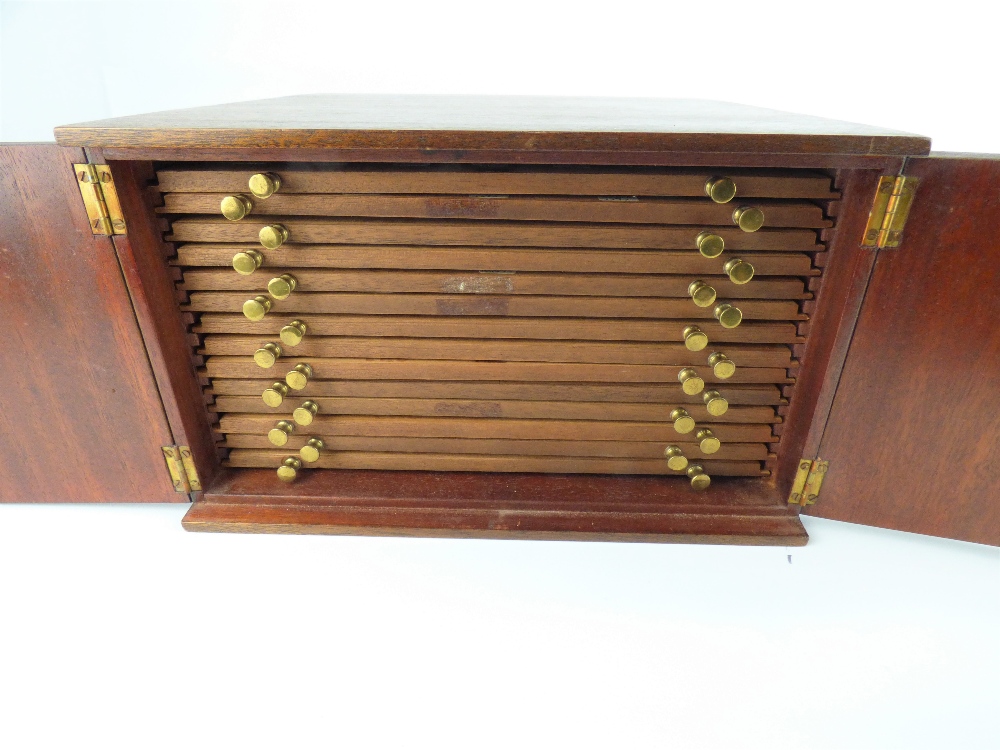 A mahogany coin collectors' tabletop cabinet with fourteen slide-out drawers, - Image 2 of 3