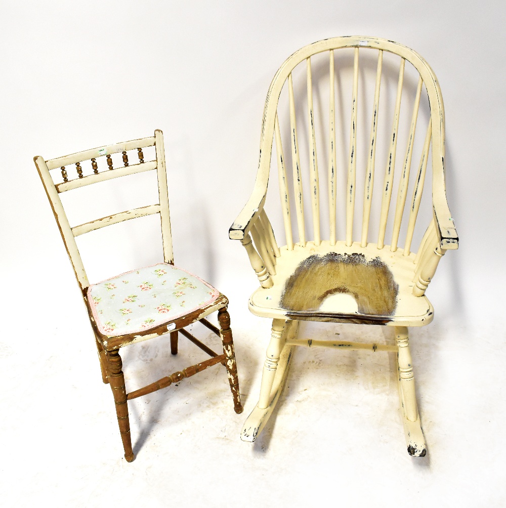 A mixed lot of furniture to include a child's school desk, a pine commode with folding lid, - Image 4 of 5