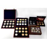 Various collectors' coins including 'VE-Day 70th Anniversary' coins,