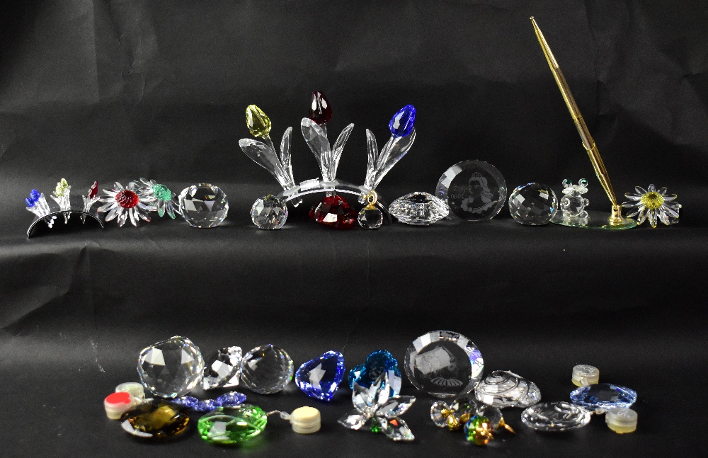 SWAROVSKI; various crystal ornaments, some boxed, to include paperweights,