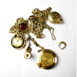 A quantity of jewellery to include a pocket watch chain with fob, a Sekonda pocket watch, etc.