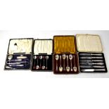 A cased silver handled manicure set,