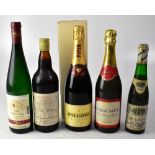 A boxed bottle of Piper-Heidsieck champagne, a Chateau Chaumet Loire Mousseux Superior Brut,