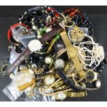 Various items of modern and vintage costume jewellery to include necklaces, bracelets,