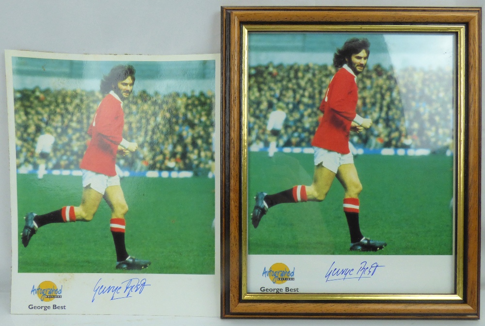 AUTOGRAPHED EDITIONS; two George Best signed photo action prints, framed and glazed (2).