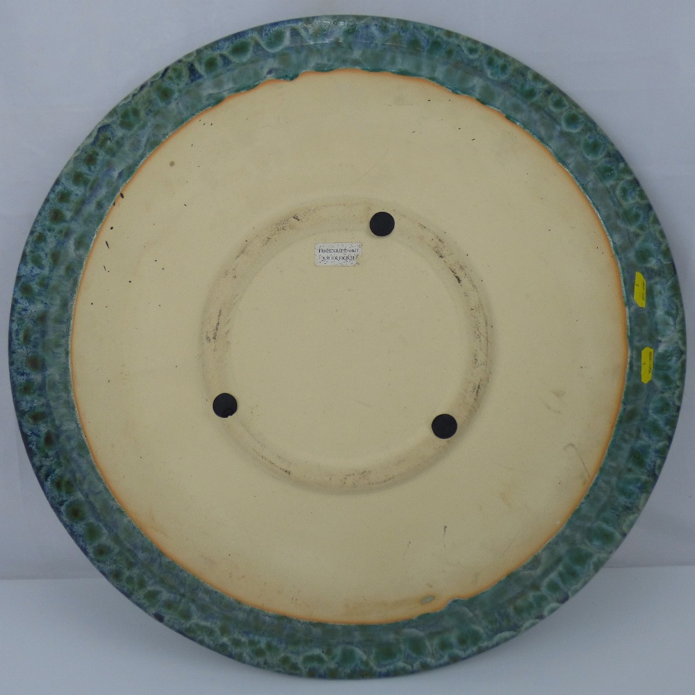 A very large modern studio pottery table centre bowl/fruit bowl, with mottled green and blue glaze, - Image 2 of 2