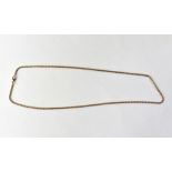 A 9ct gold thin belcher link necklace, length 45cm, approx 8.8g.