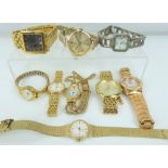Eight various ladies' and gentlemen's dress watches, mostly quartz movement,