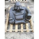 A large carved Paleo garden statue of a seated Buddha, approx 250kg, approx 50 x 77 x 56cm.