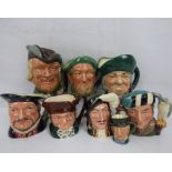 ROYAL DOULTON; eight various character jugs, mostly medium, small and miniature,