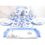 SHELLEY; a 'Phalox' part tea set comprising six teacups, saucers, side plates, milk jug, sugar bowl,