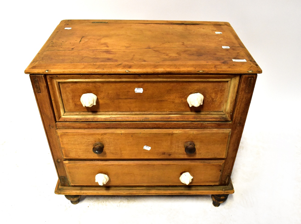 A mixed lot of furniture to include a child's school desk, a pine commode with folding lid, - Image 2 of 5