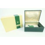 ROLEX; a green watch box with outer Role
