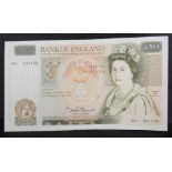 A vintage £50 brown banknote, Christopher Wren obverse, Somerset Cashier, A01 prefix, number 331099,