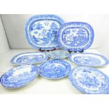 A quantity of 19th century blue and white transfer printed pottery,