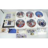 Six Danbury Mint collectors' plates celebrating William & Kate's wedding,