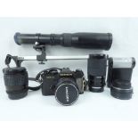 Various cameras and equipment to include a Chinon Model CE-4 camera,