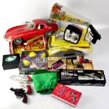 A quantity of vintage and retro toys to include a 'Crossfire Rapid Fire Action Game' in original