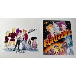 FUTURAMA; two colour promotional photographs, signed Matt Groening, Billy West (Fry), David X Cohen,