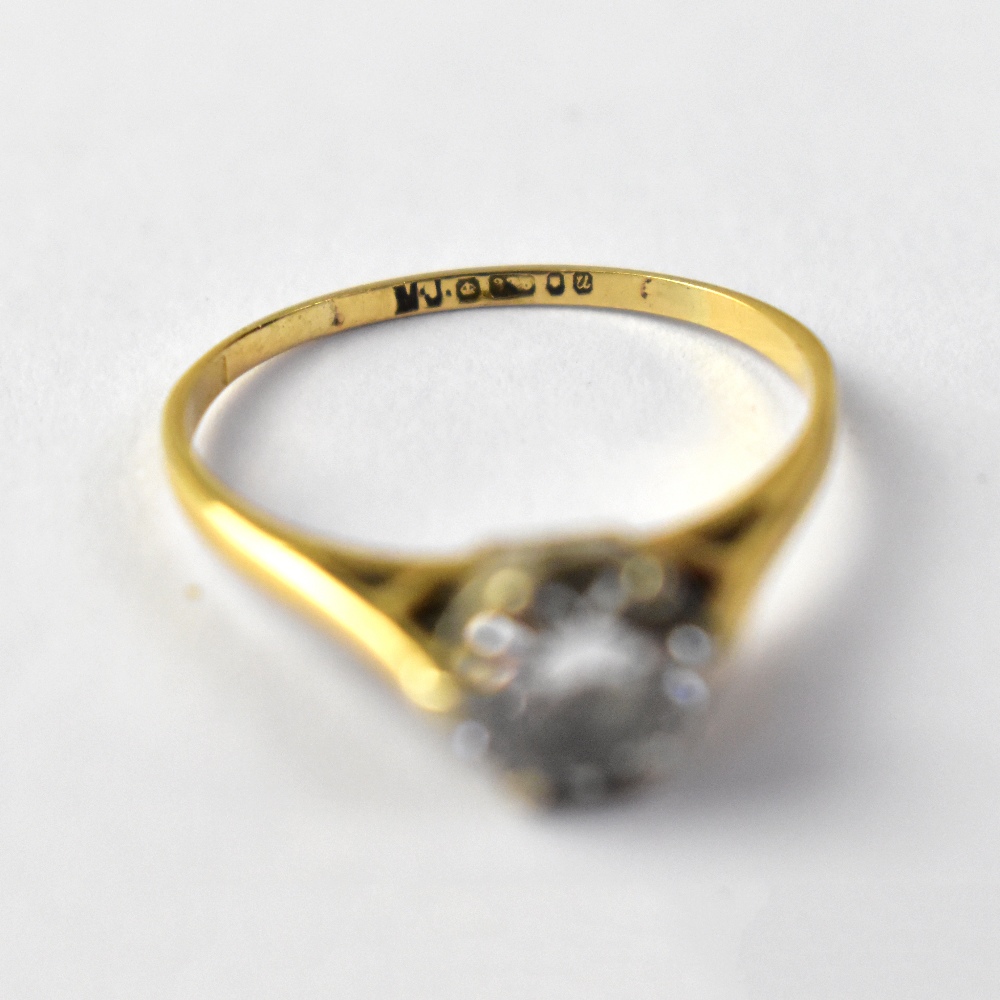 A 9ct gold solitaire ring, the claw set diamond approx 0. - Image 2 of 2