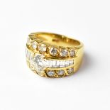 An 18ct gold ring set with central diamond, approx 1.