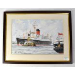 J H DRINKWATER; watercolour, Isle of Man ferry on the Mersey, signed lower left, 22 x 33cm,