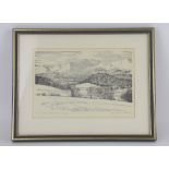 ALFRED WAINWRIGHT; a signed mono-print, 'The North-Western Fells',