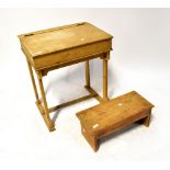 A mixed lot of furniture to include a child's school desk, a pine commode with folding lid,