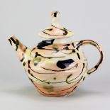 SANDY BROWN (born 1946); a large stoneware teapot covered in polychrome glaze, height 23.5cm. (D)