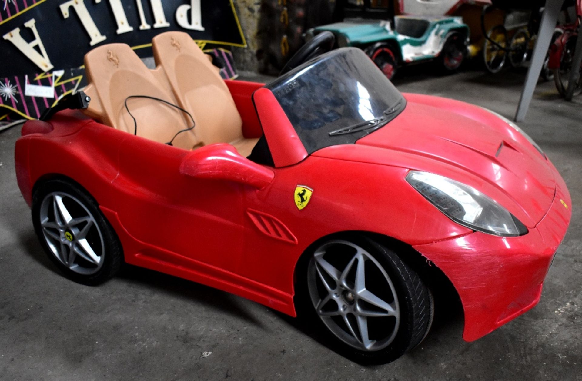 FEBER; a children's two-seat electric ride-along model of a convertible Ferrari (with charger, - Image 2 of 3