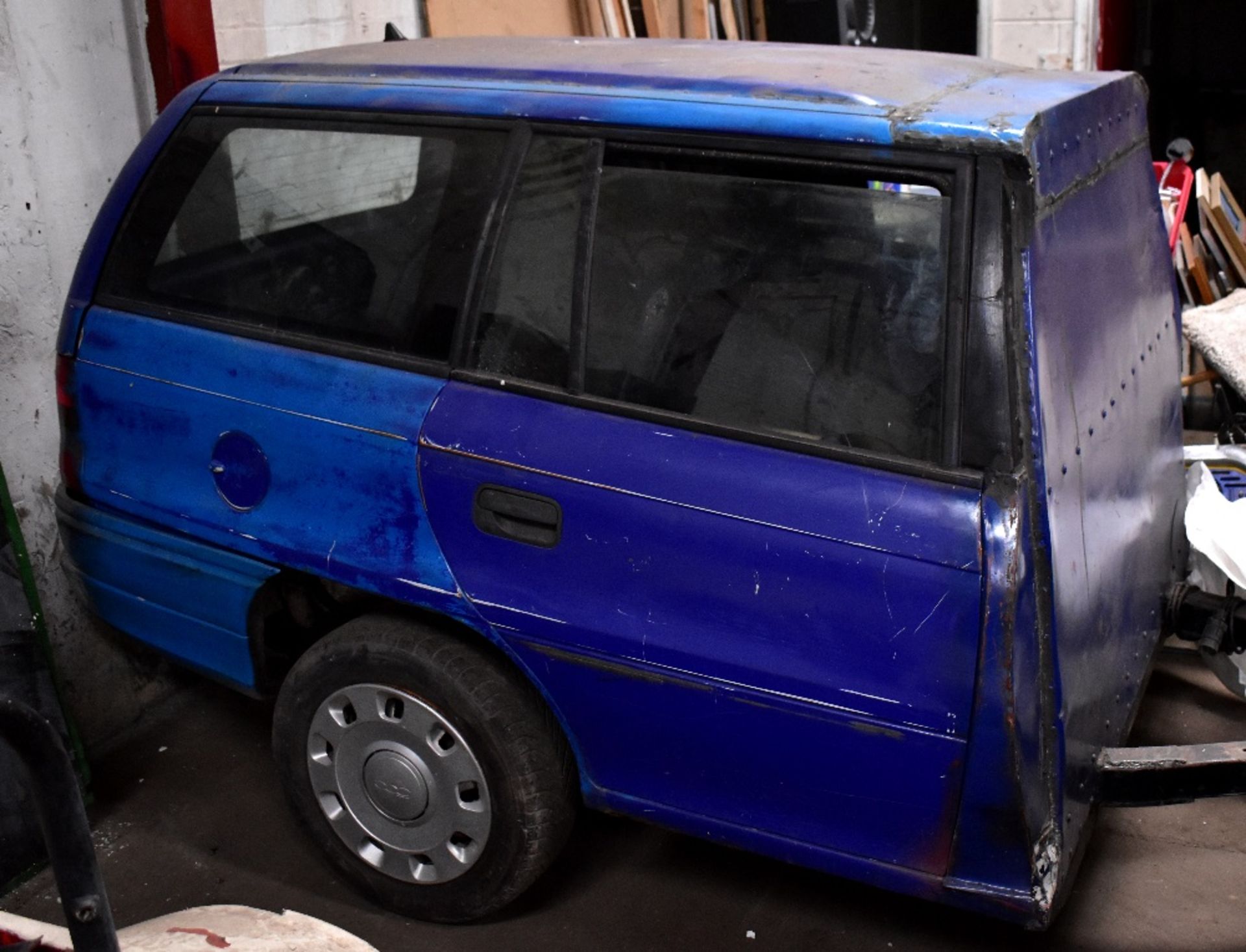 A trailer fabricated from the back half of a Vauxhall Mk IV Astra Estate.