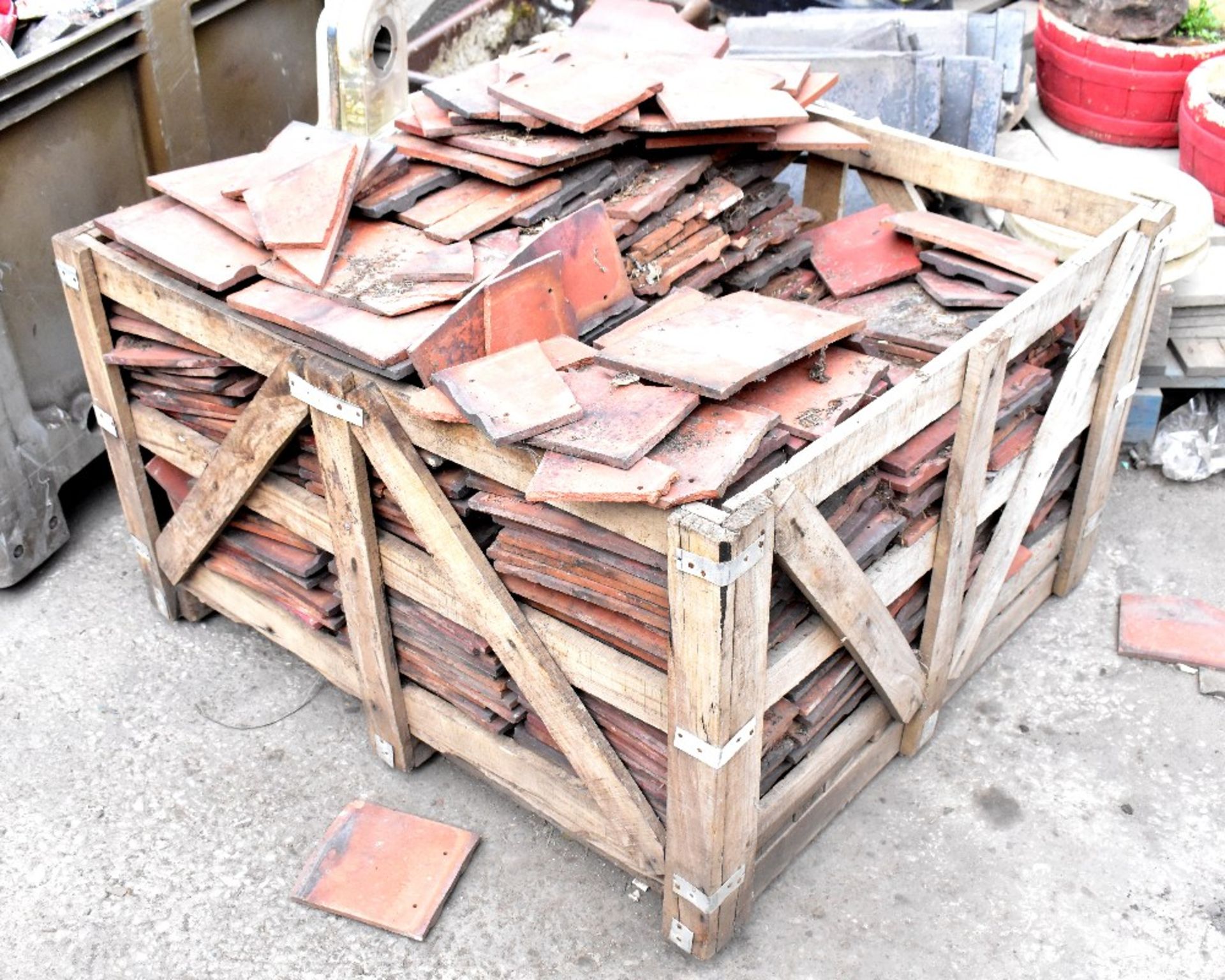 A pallet of roof slates, inscribed to the back 'M&N Ruabon', approx 26 x 16cm,