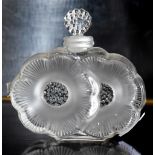 LALIQUE FRANCE; a contemporary clear and frosted glass 'Fleurs' perfume bottle and stopper, height