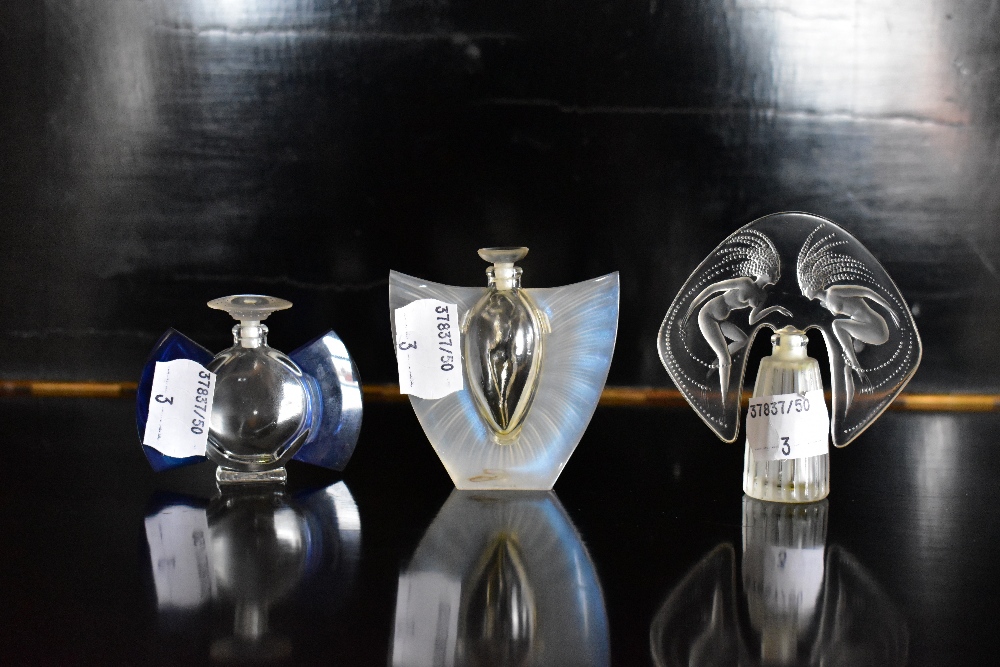 LALIQUE; three contemporary clear glass and plastic perfume bottles (3).Additional - Image 3 of 4