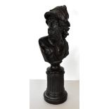 A reproduction bronzed bust of Menelaus on integral plinth, height 47cm.Additional