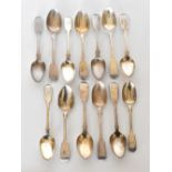 Thirteen assorted Georgian and later hallmarked silver teaspoons, approx 9.8ozt307g.Additional