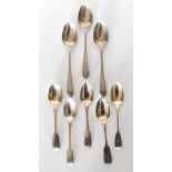 GEORGE GREENHILL JONES; three George III hallmarked silver spoons with cast beaded rims with