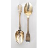 GEORGE PIERCY; a pair of George IV hallmarked silver serving spoons, London, 1822, approx 4.69ozt/