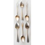 THOMAS WALLIS II & JONATHAN HAYNE; six George III hallmarked silver teaspoons, each with engraved