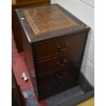 A reproduction mahogany three-drawer filing cabinet, height 76cm, width 48cm, depth 62cm.