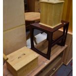 A nest of two occasional tables and two bread bins (3).