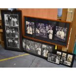 A very large collection of framed and glazed black and white reproduced photographs,