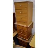 Two modern pine three-drawer bedside cabinets, width 44cm and a further bedside cabinet,