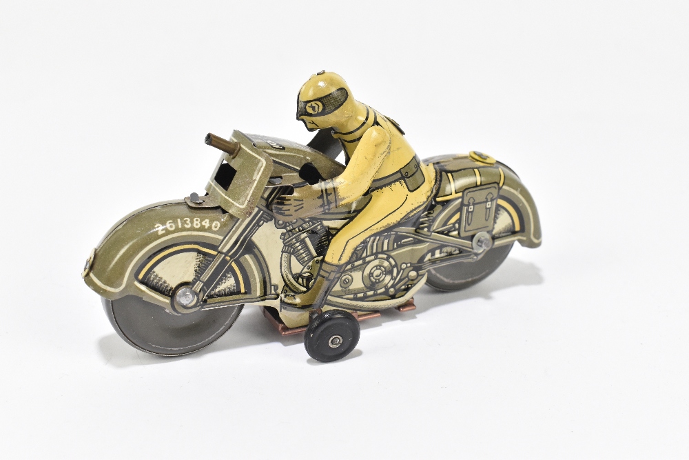 METTOY; a British tinplate motorcycle no.2613840, and rider, length 14.5cm. PROVENANCE: The - Image 2 of 4