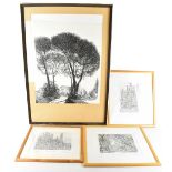 PAUL HAWDON; four pencil signed prints, 'Il Duomo-Siena', 'Gardens of the Villa Borghese', 'Roman