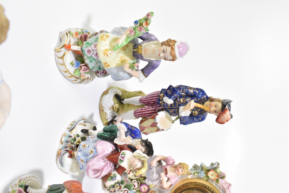 A collection of Continental porcelain figures, including a pair of Plaue-on-Havel (Thuringia) - Image 4 of 5